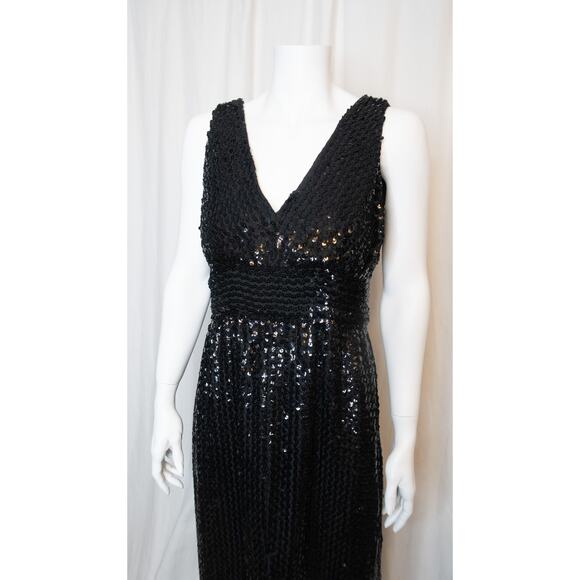 LILLIE RUBIN VINTAGE '60s Black Sequin Evening Gown SMALL - Picture 4 of 8